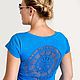 Синяя футболка с ажурной аппликацией на спине Размер S-M. Футболки. Katrinshine. Интернет-магазин Ярмарка Мастеров.  Фото №2