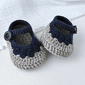 Работы для детей, handmade. Livemaster - original item Newborn gift: Booties for a boy, knitted warm. Handmade.