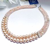Украшения handmade. Livemaster - original item Necklace with morganite and pearls 