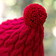 Шапка женская красная вязаная со съемным помпоном. Шапки. ArtKnitDesign Свитера Уизли. Ярмарка Мастеров.  Фото №4