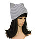 Hat with ears Cat Gray, women's knitted elastic band. Caps. Space Cat Knitting. Online shopping on My Livemaster.  Фото №2
