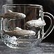 Чашка с декором из полимерной глины. Корюшка. Прозрачная. Синяя. Кружки и чашки. Милые зверята. Интернет-магазин Ярмарка Мастеров.  Фото №2