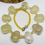 Работы для детей, handmade. Livemaster - original item Citrine beads with yellow chalcedony Honey Day 43 cm. Handmade.
