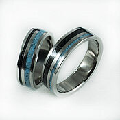 Украшения handmade. Livemaster - original item Titanium engagement rings with turquoise and onyx. Handmade.