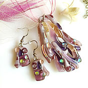 Украшения handmade. Livemaster - original item Jewelry sets: glass jewelry Purple shimmer, fusing. Handmade.