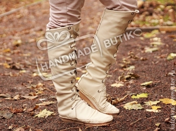 NEW!  Boots-Boots of leather with lacing Milk. Any sizes and colors to order!
