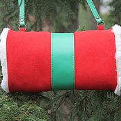 Аксессуары handmade. Livemaster - original item Muff hand Bag made of suede with sheepskin fur new year. Handmade.