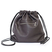 Сумки и аксессуары handmade. Livemaster - original item Chocolate Backpack leather large Bag with two pockets. Handmade.