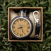 Gentleman Beige от Timbersun, деревянные карманные часы ручной работы