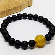 Украшения handmade. Livemaster - original item Yellow-black bracelet made of glass beads and citrine. Handmade.