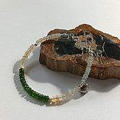 Украшения handmade. Livemaster - original item Silver bracelet made of Ethiopian opal and chrome diopside. Handmade.