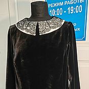 Одежда handmade. Livemaster - original item blusa: Blusa de terciopelo con cuello de encaje. Handmade.