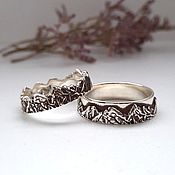 Свадебный салон handmade. Livemaster - original item Paired wedding rings of the Mountain №2, silver, blackening (Ob25). Handmade.