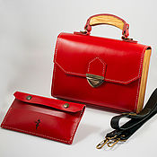 Сумки и аксессуары handmade. Livemaster - original item Red handbag with wood - Elin, women`s leather bag. Handmade.