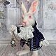 Белый кролик из Алисы в стране чудес заяц игрушка из шерсти