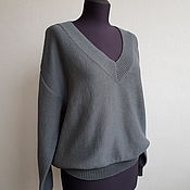 Одежда handmade. Livemaster - original item Grey casual oversize V-neck pullover. Handmade.