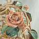 Bell `Roses`. Height 20 cm. Braided ceramic and ceramic flowers Elena Zaichenko
