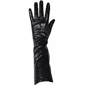 Винтаж handmade. Livemaster - original item Size 6.5. Winter long gloves made of genuine black leather. Handmade.