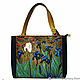 Van Gogh. Leather blue green floral bag with flower Irises, Classic Bag, Bologna,  Фото №1
