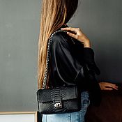 Сумки и аксессуары handmade. Livemaster - original item Leather Women`s Black Python Leather Bag. Handmade.