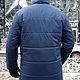 Куртка демисезонная мужская синяя с воротником, длинная куртка мужская. Верхняя одежда мужская. Лариса дизайнерская одежда и подарки (EnigmaStyle). Ярмарка Мастеров.  Фото №4