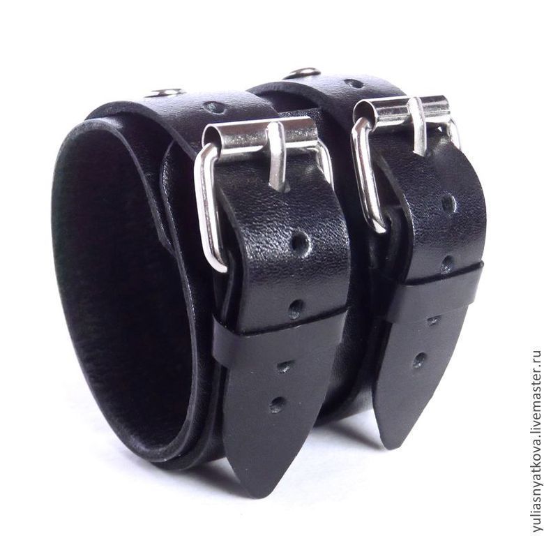 Genuine Leather Wristband Black, Leather Bangle, Hard bracelet, St. Petersburg,  Фото №1