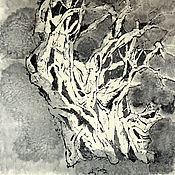 КартинаНад бездной(китайская живопись пейзаж сосна дерево фен-шуй