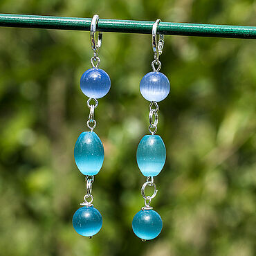Украшения ручной работы. Ярмарка Мастеров - ручная работа Серьги с кошачьим глазом. Handmade.