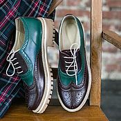 Обувь ручной работы handmade. Livemaster - original item Oxford shoes Bordeaux/green beige sole. Handmade.