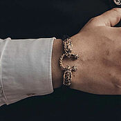 Украшения handmade. Livemaster - original item Siberian wolves bracelet bronze. Handmade.