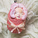 Miniature baby doll in pink from the cocoon of the silkworm, Miniature figurines, Sevastopol,  Фото №1
