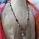 Long beads with a pendant (agate, garnet)'Tea rose'. Necklace. Magic box. My Livemaster. Фото №5