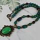 Necklace with chrysocolla and obsidian pendant. Necklace. Magic box. Online shopping on My Livemaster.  Фото №2