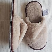 Обувь ручной работы handmade. Livemaster - original item Fur slippers made of sheep wool large size. Handmade.