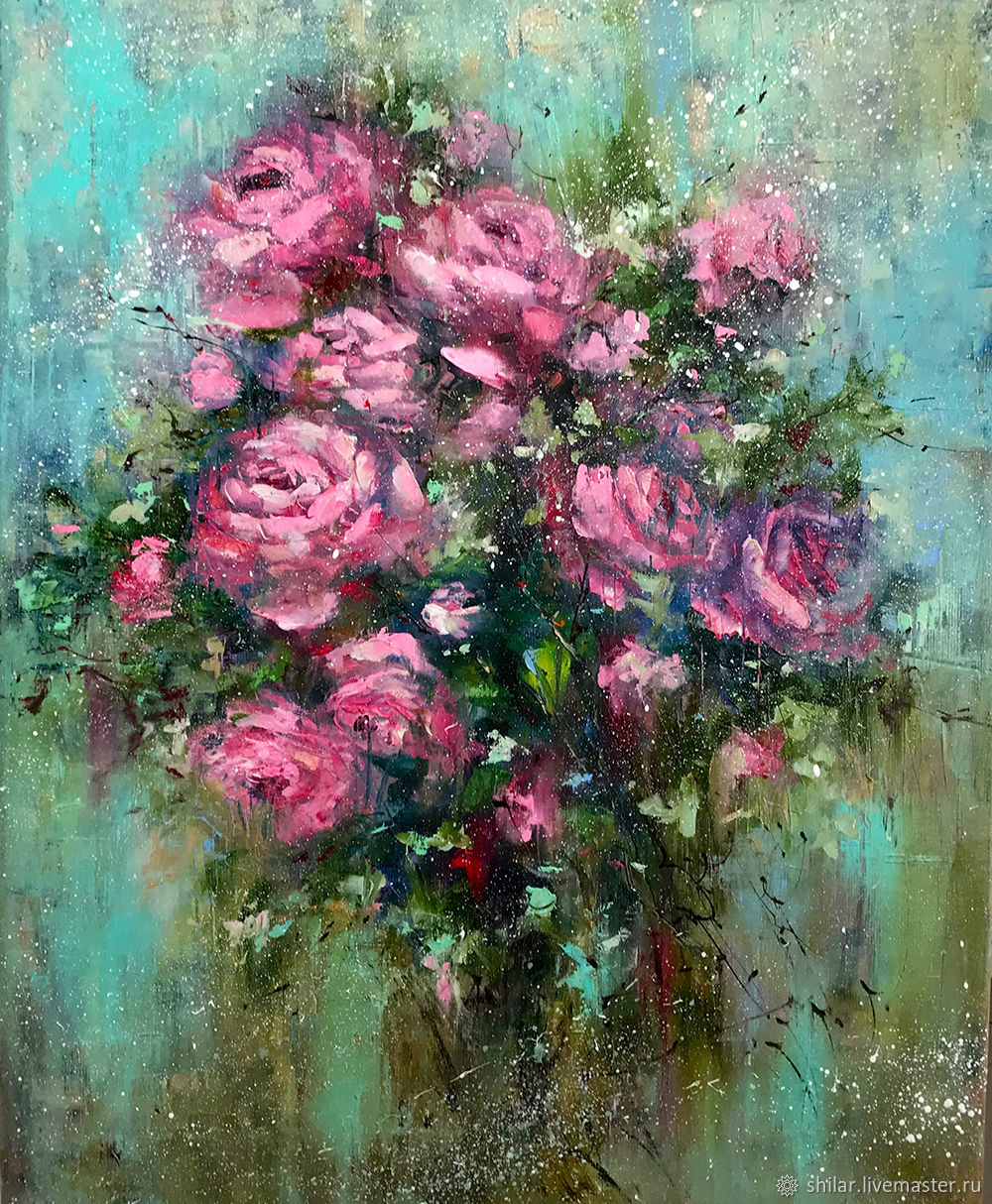 Bouquet Of Pink Roses Flowers Oil On Canvas Zakazat Na Yarmarke Masterov Cgu39com Kartiny Asha