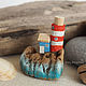 Driftwood island with a lighthouse. Miniature, Figurine, Mostovskoi,  Фото №1