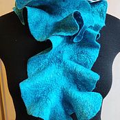 Аксессуары handmade. Livemaster - original item Felted turtleneck scarf with flounces Sea wave. Handmade.