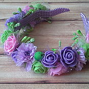 Работы для детей, handmade. Livemaster - original item Purple pink headband with small roses of Tamarana. Handmade.