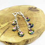 Украшения handmade. Livemaster - original item Long earrings with colored rhinestones. Handmade.