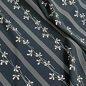 Материалы для творчества handmade. Livemaster - original item Fabric: Crepe viscose flowers and stripes on dark blue.. Handmade.