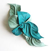 Украшения handmade. Livemaster - original item Capri Leather Flower Brooch Capri Turquoise Mint Sea Wave. Handmade.