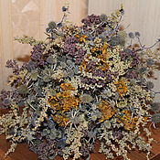 Цветы и флористика handmade. Livemaster - original item Bouquet of dried flowers with wormwood and blueberry. Handmade.