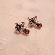 Украшения handmade. Livemaster - original item Garnet earrings in 925 sterling silver, vintage style. Handmade.