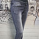 Винтаж: Серые джинсы со сборками  Denim&co Испания р-р 29. Брюки винтажные. Винтажный гардероб. Интернет-магазин Ярмарка Мастеров.  Фото №2