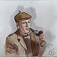 Painting with watercolours Sherlock (Holmes, grey & beige). Pictures. Pastelena. My Livemaster. Фото №5