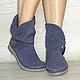 Knitted boots with a button, grey cotton. High Boots. florina34. My Livemaster. Фото №5