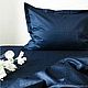The bed linen is satin blue.Double Euro size. Bedding sets. felicia-postel (felicia-postel). My Livemaster. Фото №4