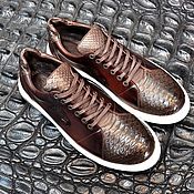 Обувь ручной работы handmade. Livemaster - original item Sneakers made of genuine python leather in brown color, and burgundy cattle.. Handmade.