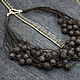 Necklace the color of coal, flax and volcanic lava black linen on the cords. Necklace. Ritasdreams (ritasdreams). Online shopping on My Livemaster.  Фото №2