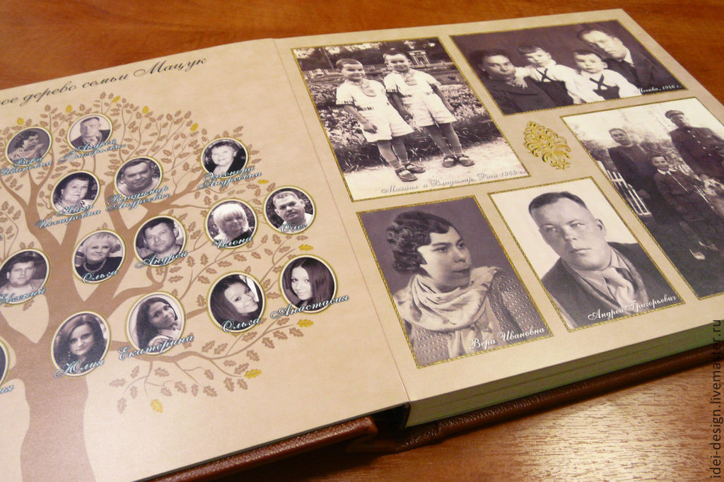 Фотография цвета кофейного на страницах альбома семейного